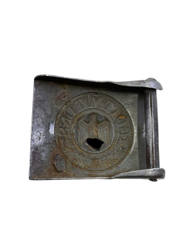 WW2 German Army Steel Belt Buckle DR F & Co Maker Marked - Image 2