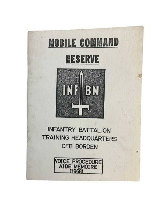 Canadian Forces INF BN CFB Borden Voice Procedure Aide Memoire Used Softcover Reference Book