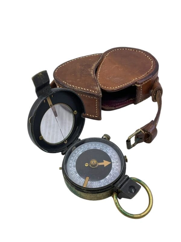 WW1 British BEF Officers Compass in Case 1915 and 1916 Dated Broad Arrowed