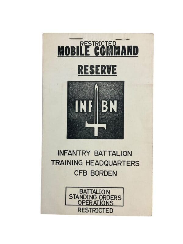 Canadian Forces INF BN CFB Borden Batalion Standing Orders Operations Used Softcover Reference Book