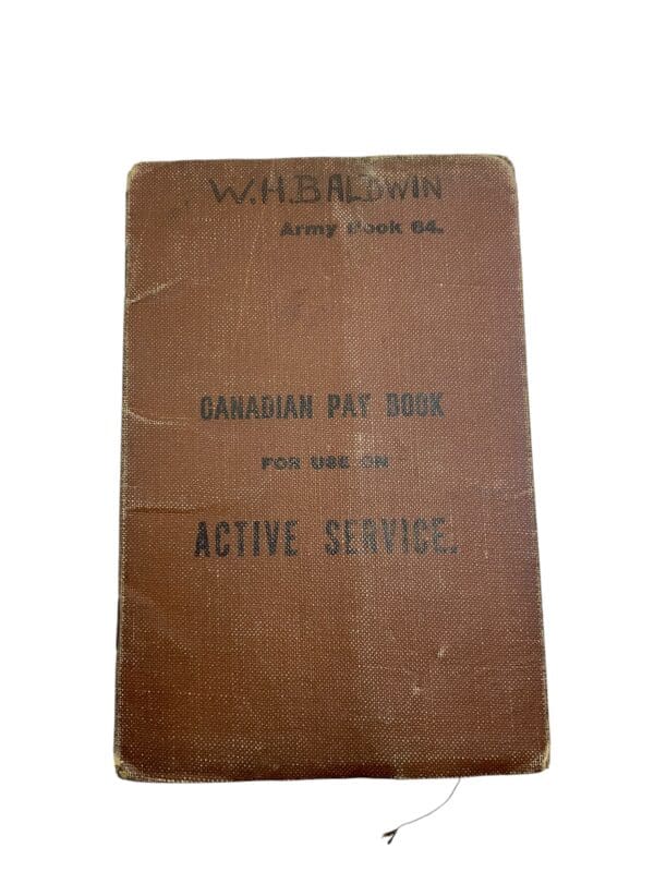 WW1 Canadian CEF 198th Battalion Active Service Pay Book Named