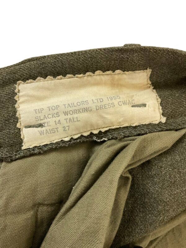 Canadian Women's Army Corps CWAC Slacks Trousers Size 14 Dated 1955 - Image 6