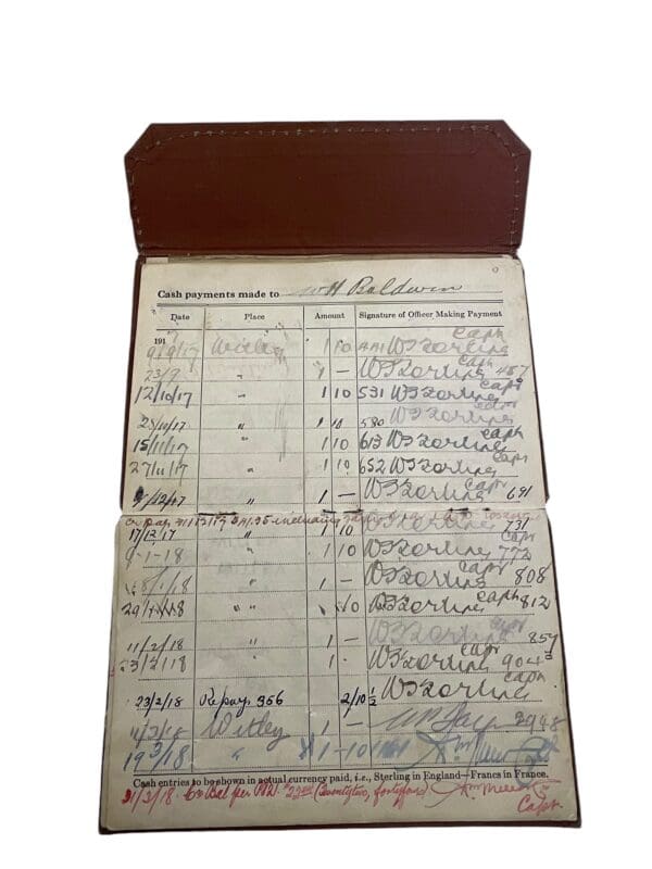 WW1 Canadian CEF 198th Battalion Active Service Pay Book Named - Image 2