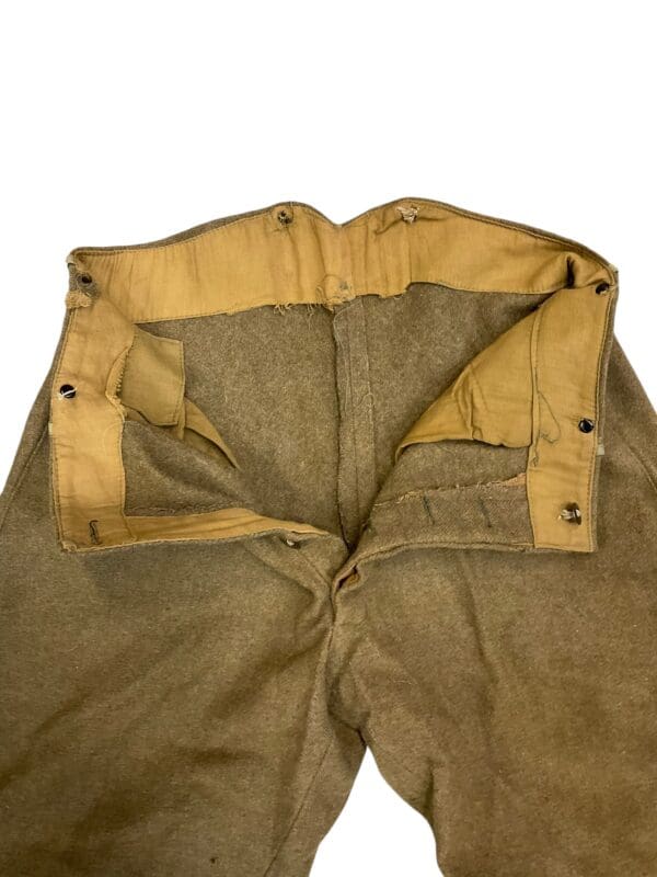 WW1 Canadian CEF Khaki Wool Riding Breeches Size 36 Waist - Image 5