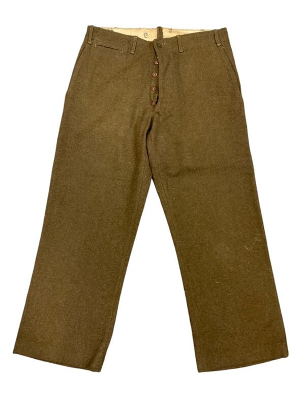 WW2 Belgian Belgium Khaki Straight Leg Trousers Pants