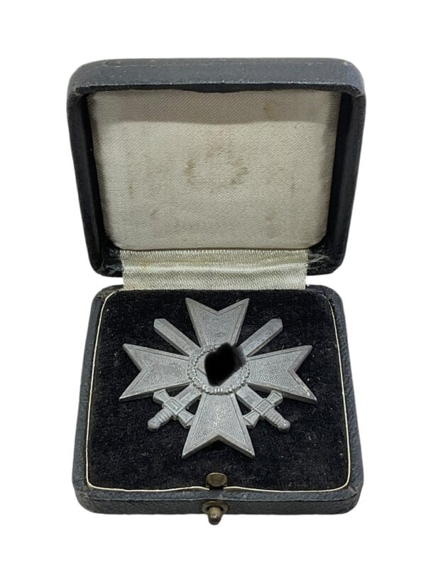 WW2 German War Merit Cross 1st Class with Swords in Case Maker Marked 62 Kerbach & Osterhelt Dresden