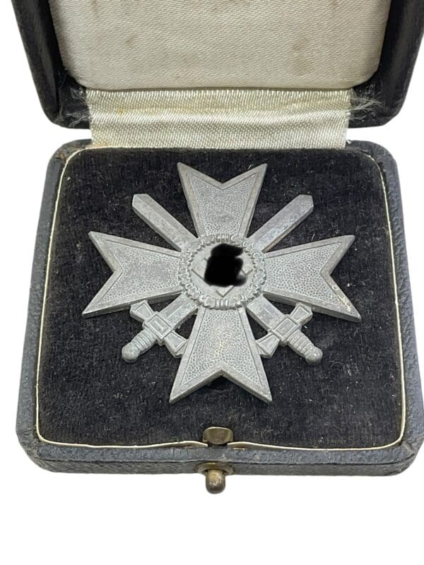 WW2 German War Merit Cross 1st Class with Swords in Case Maker Marked 62 Kerbach & Osterhelt Dresden - Image 2