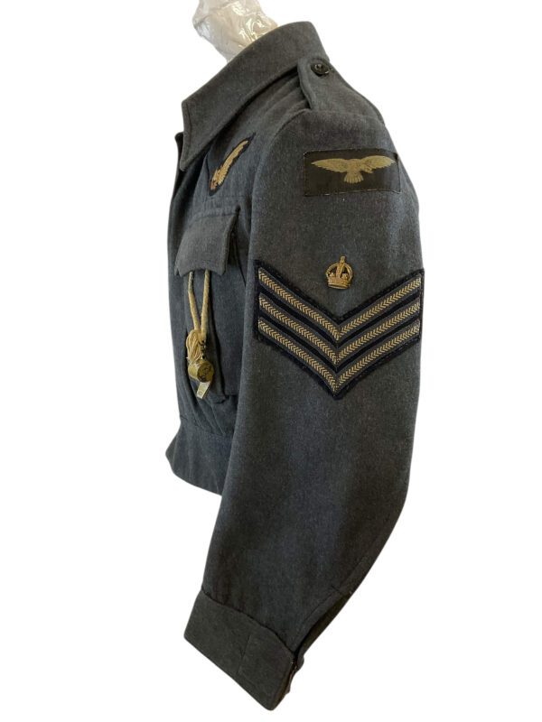 WW2 British RAF Flight Sergeant Air Gunner Battle Dress Jacket with AM Whistle - Image 3