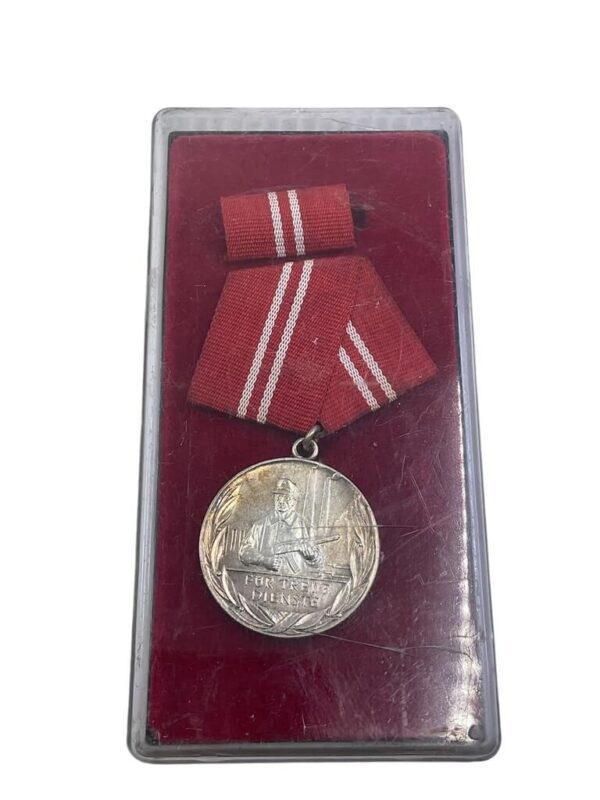 East German Army Silver Service Medal in Case of Issue