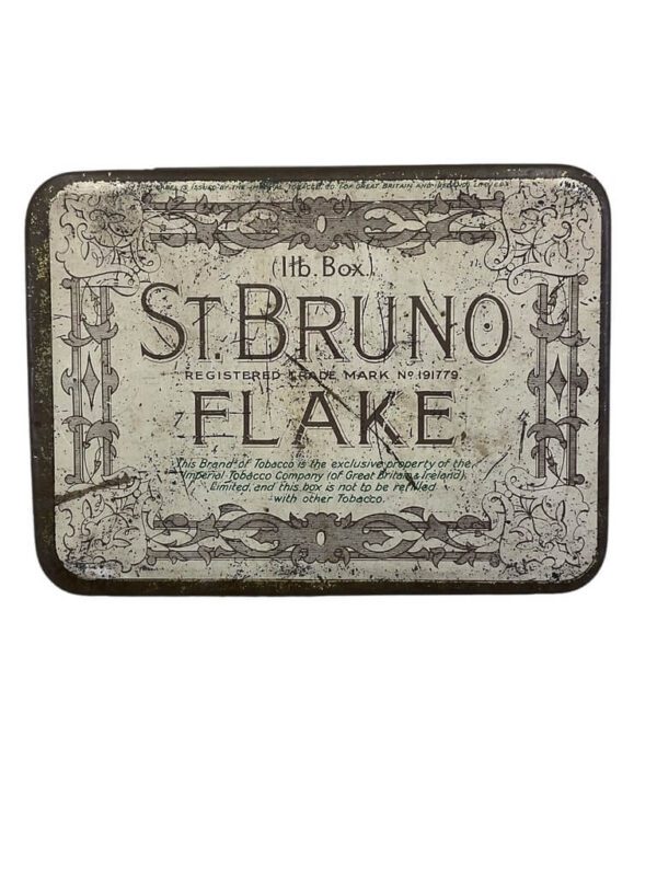 WW2 British Ogden’s St Bruno Flake Tobacco Tin 1 Pound EMPTY