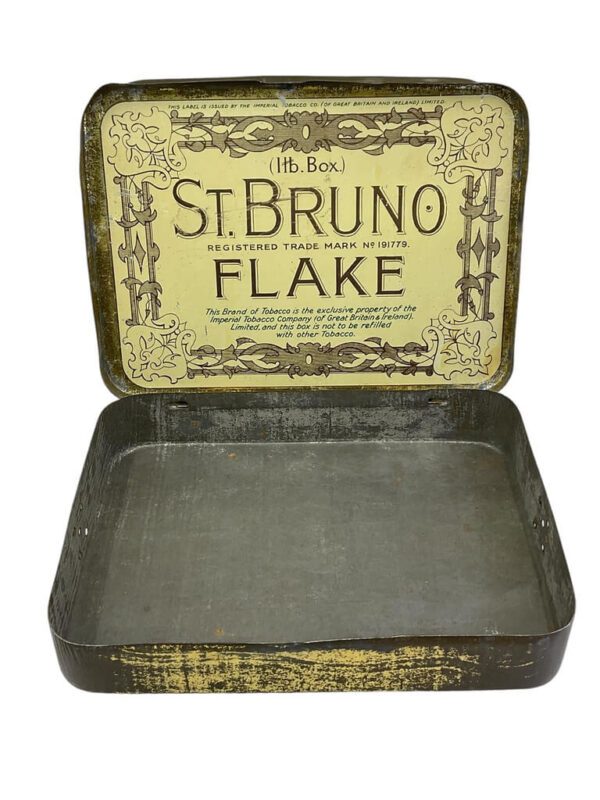 WW2 British Ogden’s St Bruno Flake Tobacco Tin 1 Pound EMPTY - Image 2