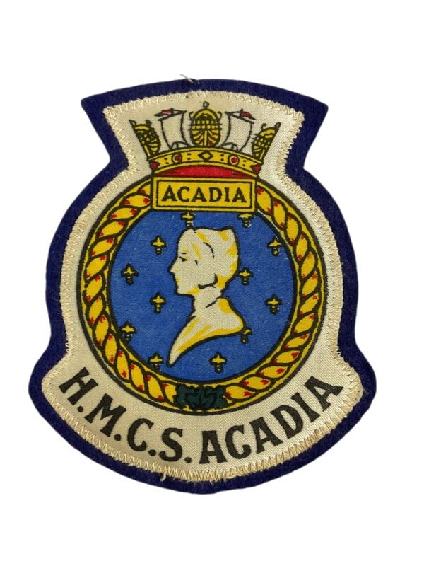 Canadian Navy Sea Cadets HMCS Acadia Printed Ships Crest Vintage