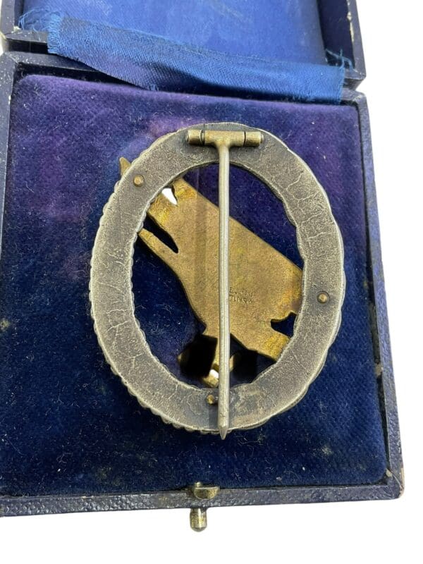 WW2 German Luftwaffe Paratrooper Fallschirmjager Jump Badge In Case - Marked CE Junker - Image 3