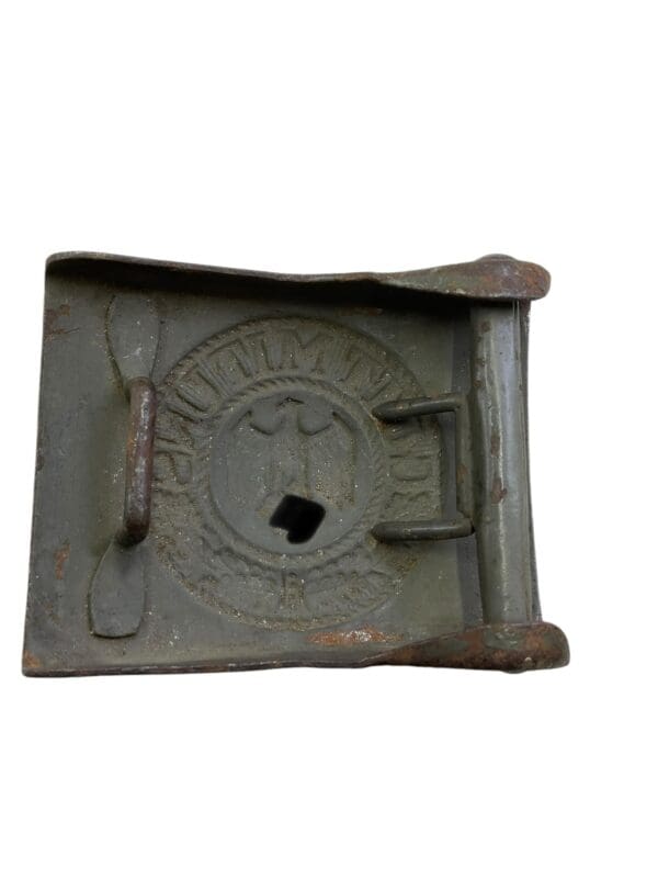 WW2 German Army Heer Fieldgray Painted Steel Belt Buckle - Image 2