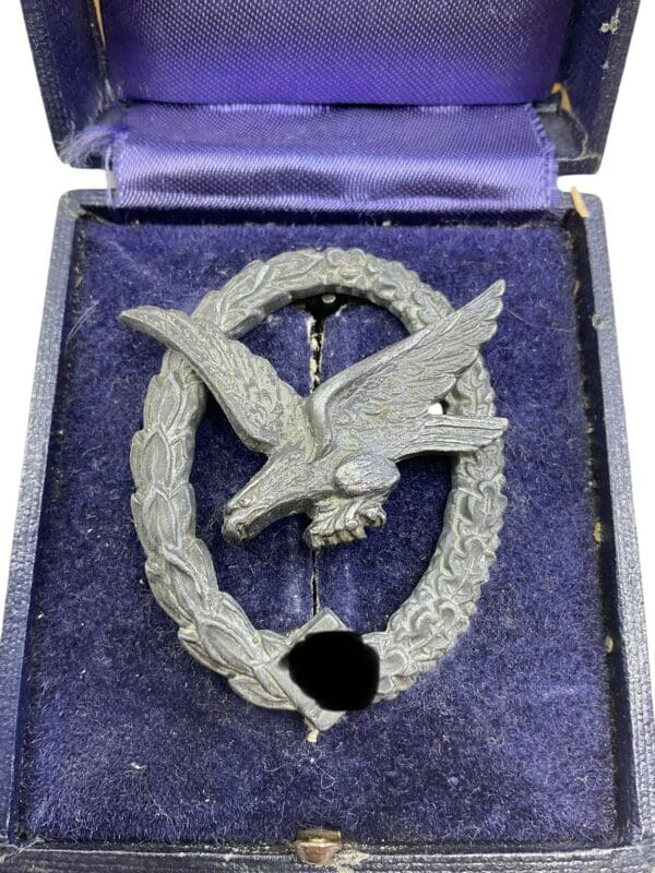 WW2 German Luftwaffe Air gunner Flight Engineer Badge In Case - Marked Deumer