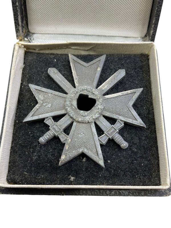 WW2 German War Merit Cross In silver With Swords In Case - Marked 62 - Image 2