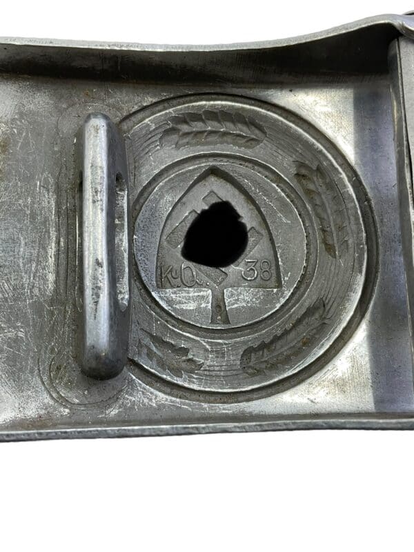 WW2 German Labour Service RAD Aluminum Belt Buckle Dated 1938 - Marked KuQ - Image 3