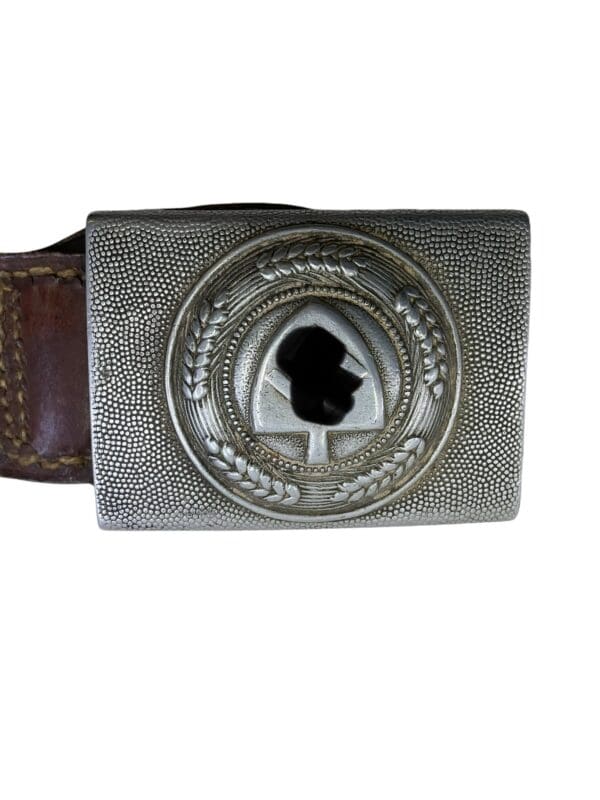 WW2 German Labour Service RAD Aluminum Belt Buckle With Tab Dated 1936 - Maker Baumeister - Image 4