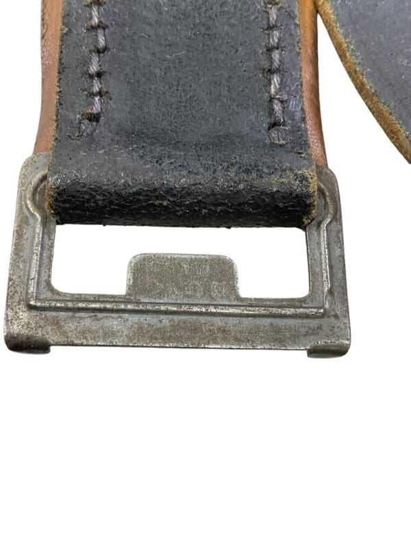 WW2 German Army Heer Fieldgray Steel Buckle With 1941 Dated Tab Black Leather Belt RBN# - Image 4