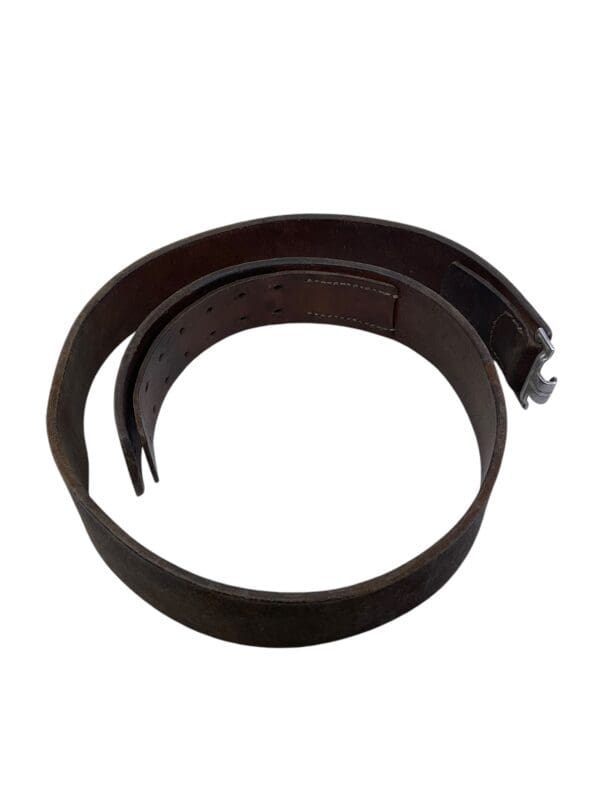 WW2 German Navy Kriegsmarine Marked Black Leather Equipment Belt Dated 1938 Named - 95cm - Image 2