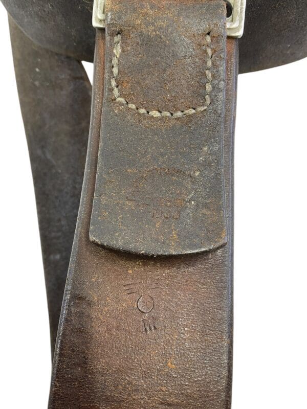 WW2 German Navy Kriegsmarine Marked Black Leather Equipment Belt Dated 1938 Named - 95cm - Image 3