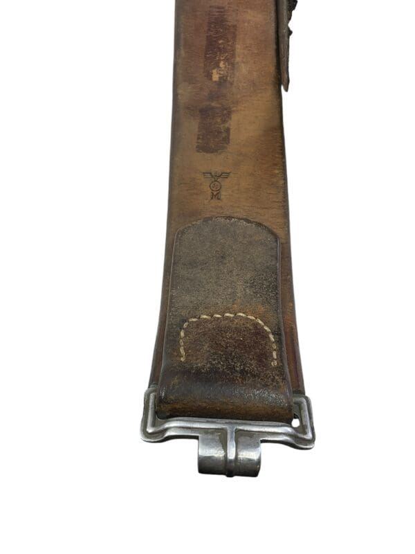 WW2 German Navy Kriegsmarine Marked Black Leather Equipment Belt - Image 3