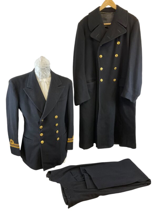 WW2 Canadian RCN Navy Officers Great Coat Jacket and Pants Grouping