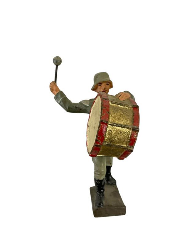 WW2 German Army Heer Bandsman With Bass Drum Lineol Toy Soldier - Image 3