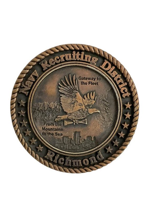 US USN Navy Recruiting District Richmond Virginia Challenge Coin - Image 2