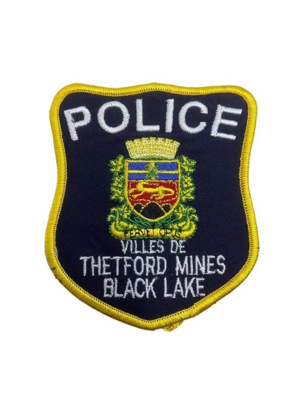 Canadian Villes De Thetford Mines Black Lake Quebec Yellow Border Police Patch