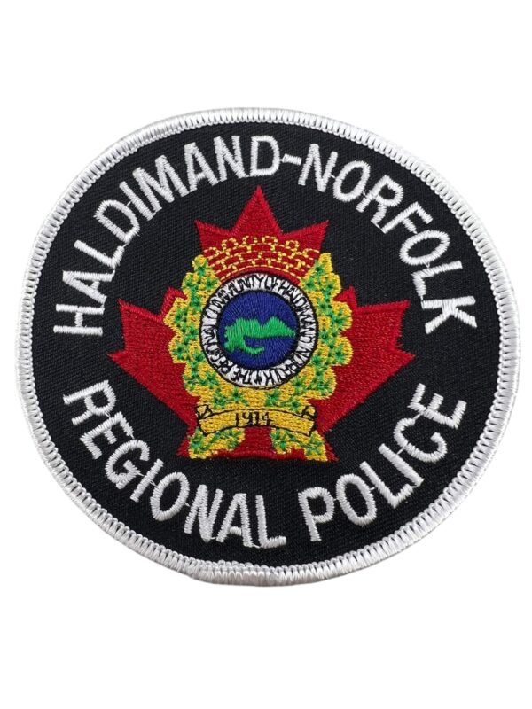 Canadian Haldimand Norfolk Ontario White Border Round Police Patch