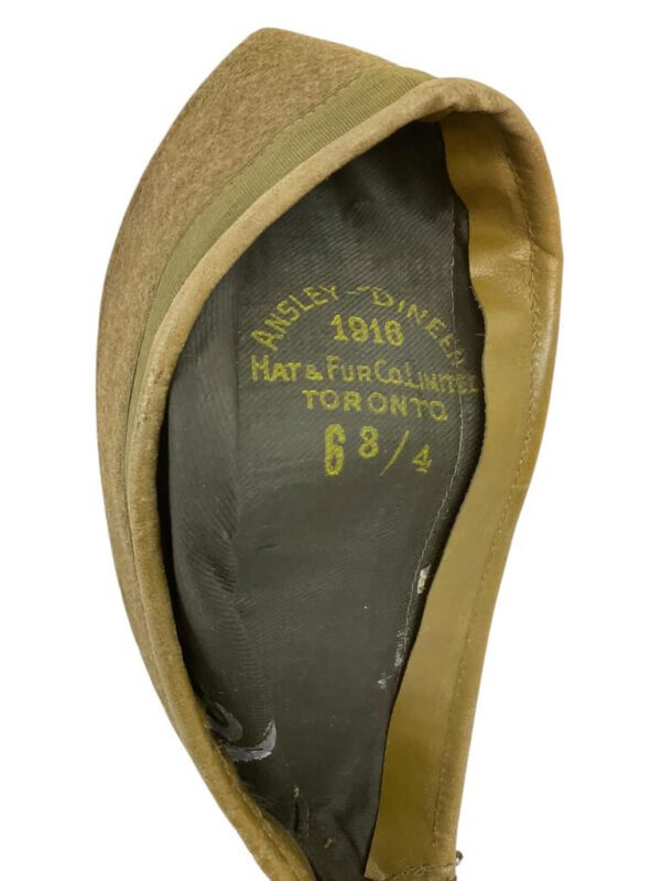 WW1 Canadian CEF Ainsley Dineen Khaki Glengarry w/Toorie 1916 Size 6 3/4 - Image 6