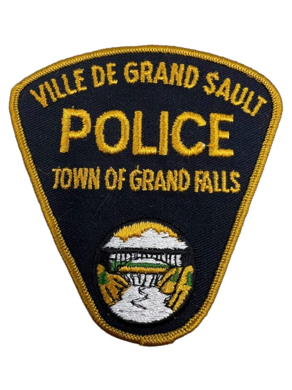 Canadian Town of Grand Falls New Brunswick Yellow Border Police Patch