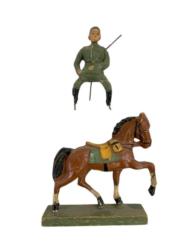 WW2 German Army Heer Cavalry Rifleman With Horse Elastolin Toy Soldier - Image 3