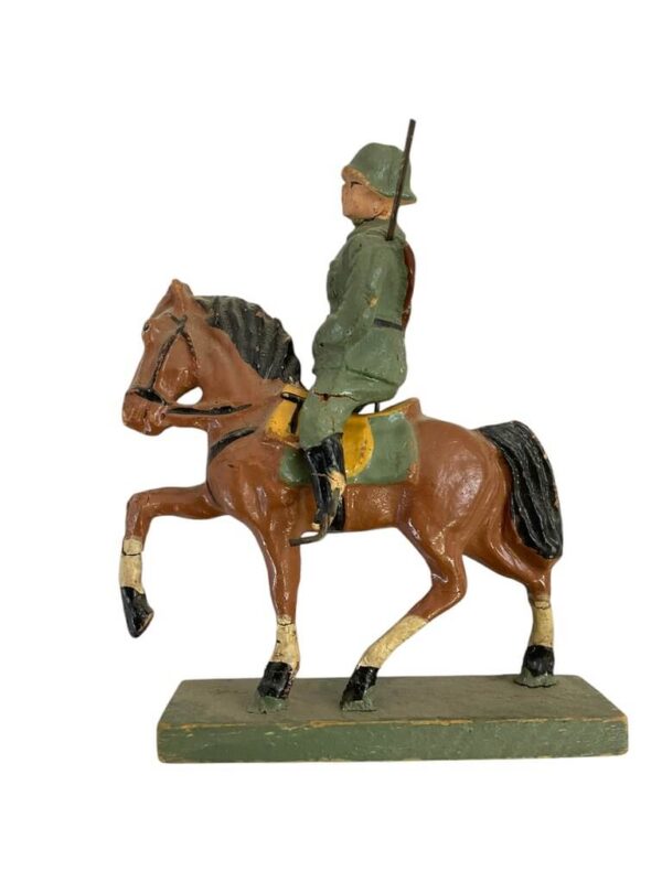 WW2 German Army Heer Cavalry Rifleman With Horse Elastolin Toy Soldier