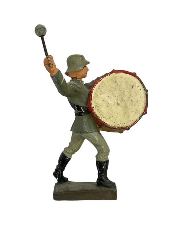 WW2 German Army Heer Bandsman With Bass Drum Lineol Toy Soldier