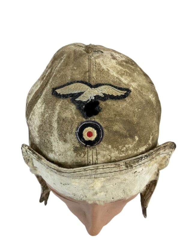 WW2 German Airforce Luftwaffe Sheep Skin Winter Cap