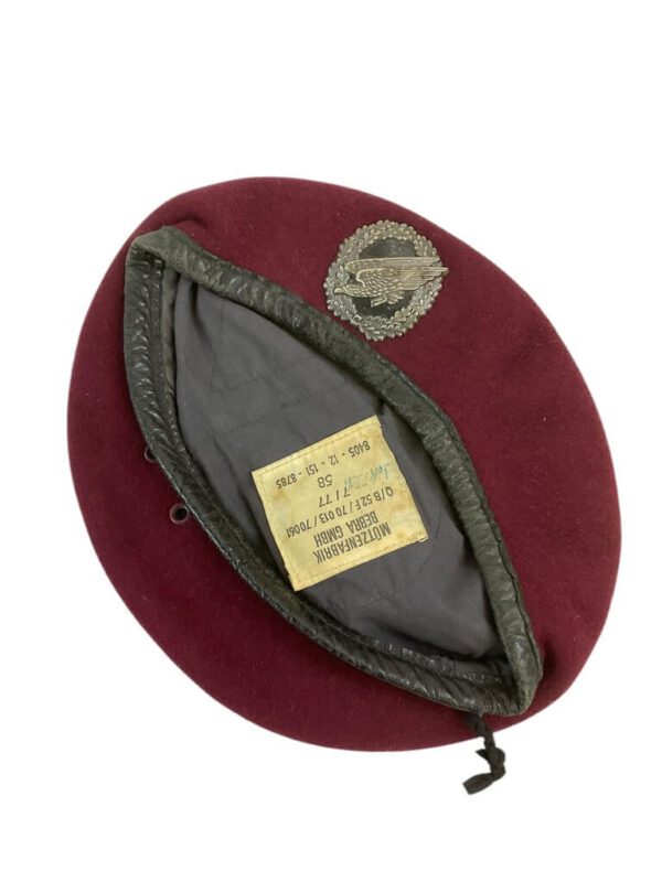 West German Airborne Maroon Beret Size 58 Dated 1977