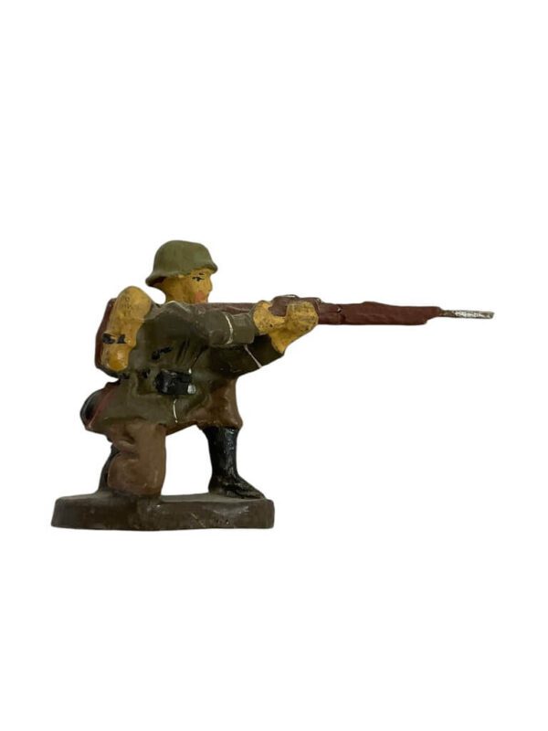 WW2 German Army Heer Rifleman Kneeling Shooting Elastolin Toy Soldier