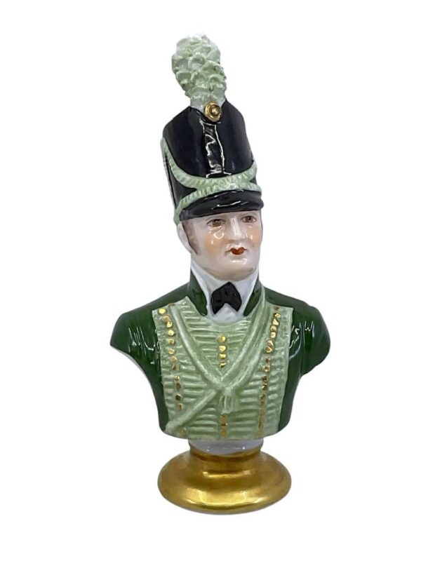 British Rudolf Kammer 1803 Rifleman Bust Porcelain Statue 4 Inches