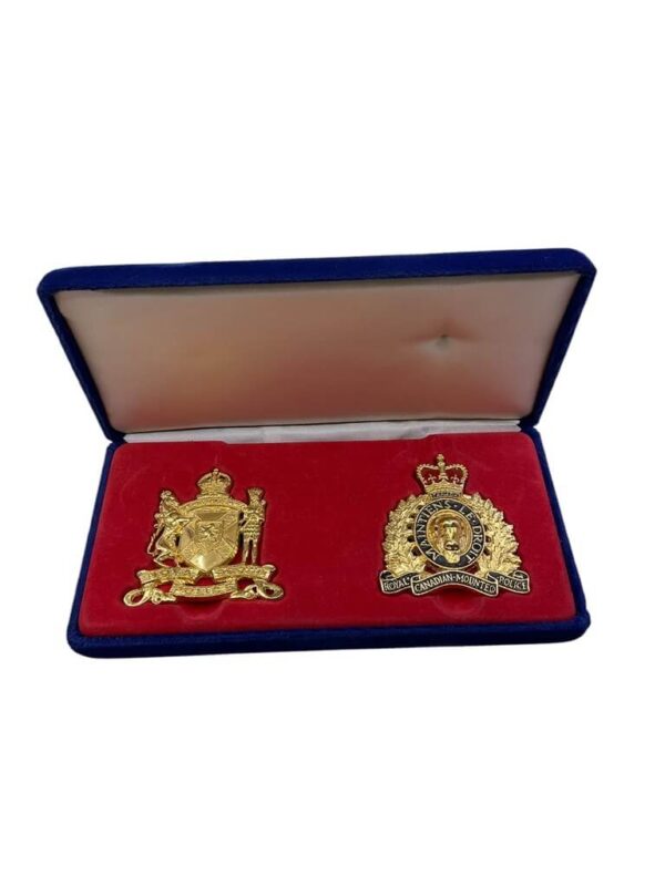 Royal Canadian Mounted Police RCMP and Nova Scotia Police Commemorative Cap Badge Set