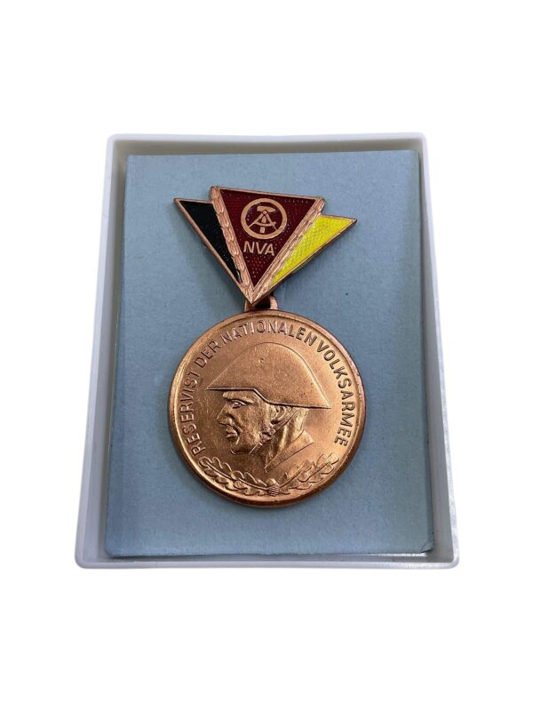 East German NVA Reservist Bronze Medal in Box of Issue Full Size