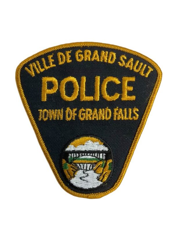 Canadian Ville De Grand Sault Town Of Grand Falls New Brunswick Gold Border Police Patch