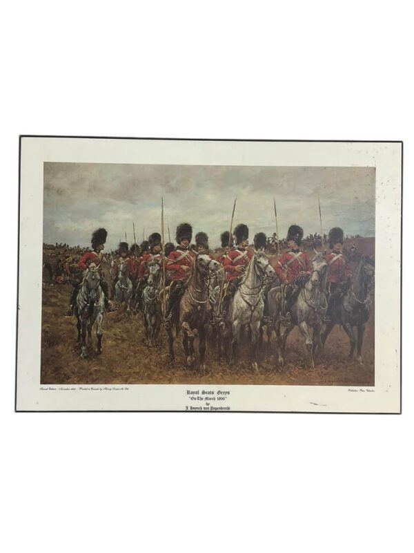 Victorian British Royal Scots Greys 1896 Print On Board 16 X 11 Inch Vintage