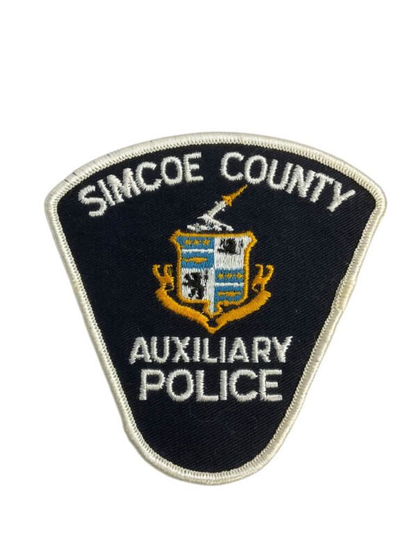 Canadian Simcoe County Ontario Auxiliary White Border Police Patch