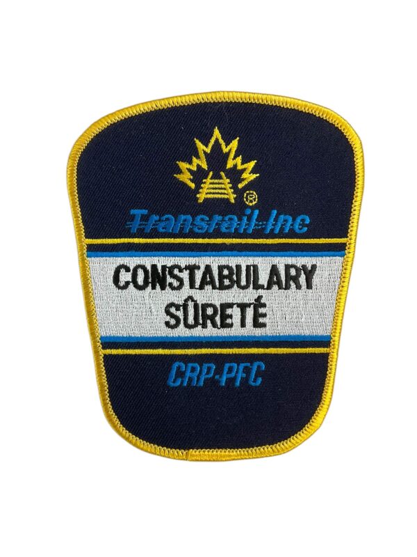 Canadian Transrail Inc Constabulary Surete CRP-PFC Yellow Border Police Patch