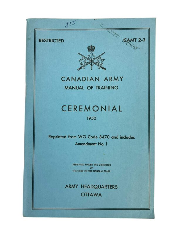 Canadian Army Manual of Training Ceremonial 1950 Used Softcover Reference Book