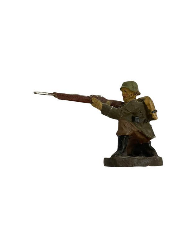 WW2 German Army Heer Rifleman Kneeling Shooting Elastolin Toy Soldier