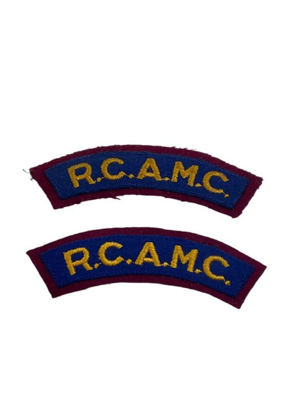 WW2 Royal Canadian Army Medical Corps Shoulder Titles Insignia Pair