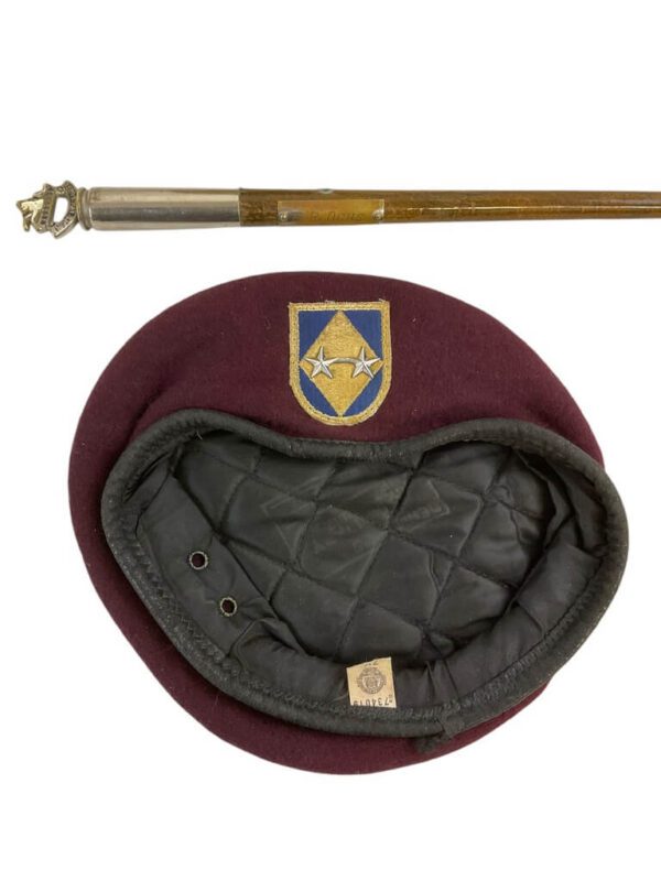 US Army Major General E. R. Ochs Maroon Beret and Swagger Stick